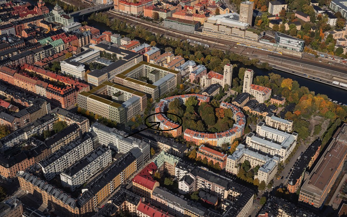 Bild från Stockholms stad om hur området kommer se ut efter beslutad detaljplan 